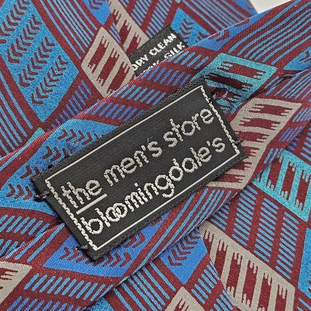 vintage Missoni blue and burgundy geometric tie with small flaw